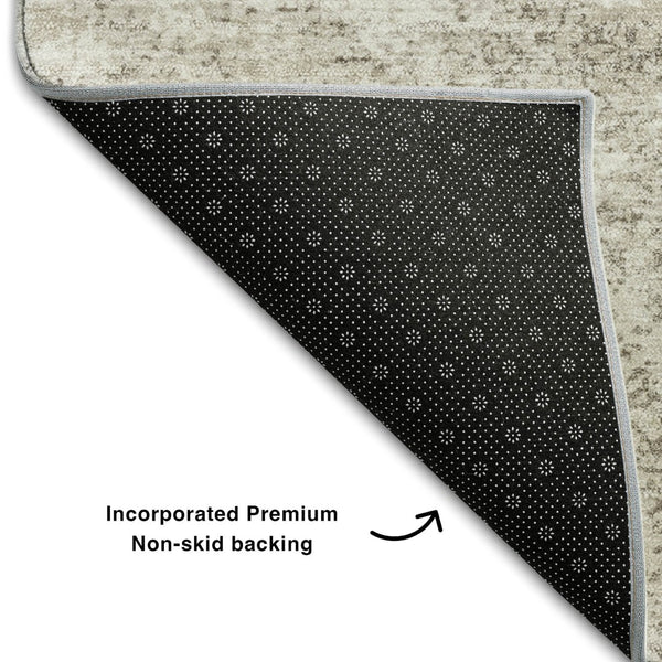 HomeRoots 10' X 14' Ivory and Beige Abstract Area Rug - Washable, UV Protected, Durable for Modern Spaces! 680657