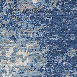 HomeRoots 5' X 8' Navy Blue Ivory Abstract Area Rug – Stain-Resistant, UV Protected & Washable for Easy Care 680659