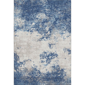 HomeRoots 8' X 10' Navy Blue And Ivory Abstract Area Rug - Washable, UV-Protected, Durable for High-Traffic Homes 680661