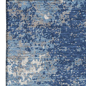 HomeRoots 8' X 10' Navy Blue And Ivory Abstract Area Rug - Washable, UV-Protected, Durable for High-Traffic Homes 680661