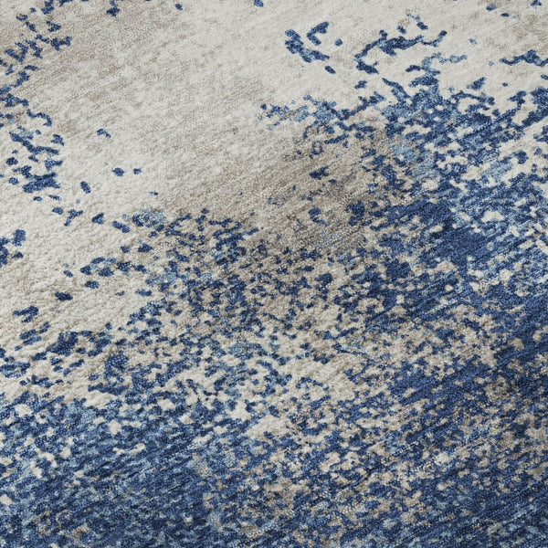 HomeRoots 10' Navy Blue & Ivory Abstract Area Rug - Washable, UV Protected, Durable for Homes with Kids & Pets 680663