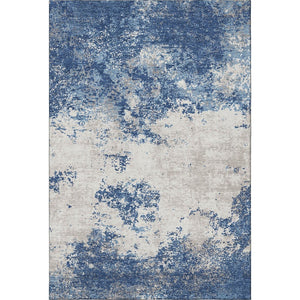 HomeRoots 10' Navy Blue & Ivory Abstract Area Rug - Washable, UV Protected, Durable for Homes with Kids & Pets 680663
