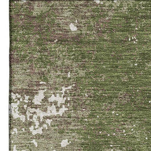 HomeRoots 5' X 8' Olive Green & Ivory Abstract Washable Area Rug – Stylish, Durable, Stain & UV Resistant! 680665