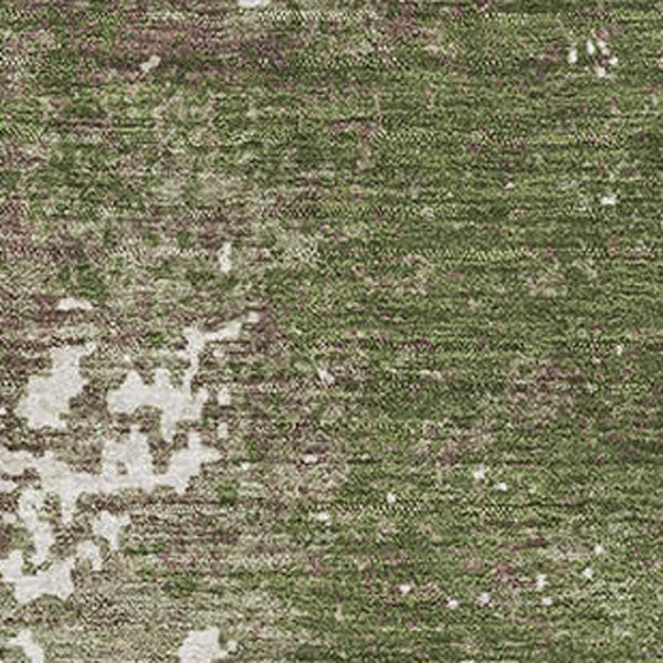 HomeRoots 9' X 12' Olive Green and Ivory Abstract Area Rug - Durable, Stain Resistant, UV Protected for Modern Spaces 680668