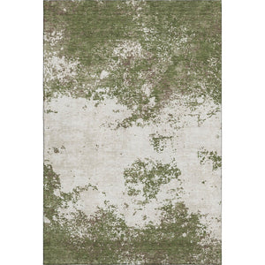 HomeRoots 10' X 14' Olive Green & Ivory Abstract Washable Area Rug - Stain Resistant, UV Protected, Durable Decor 680669
