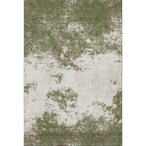 HomeRoots 10' X 14' Olive Green & Ivory Abstract Washable Area Rug - Stain Resistant, UV Protected, Durable Decor 680669
