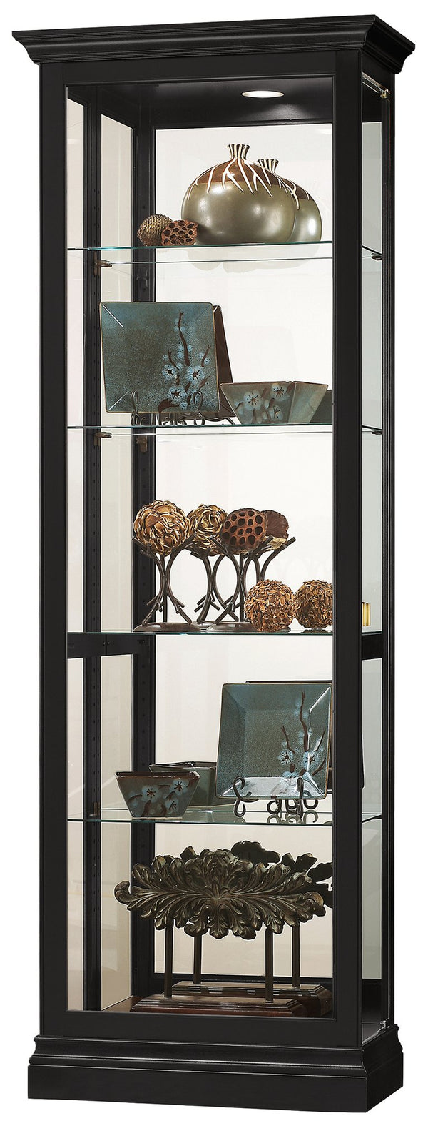 Hekman Furniture 680672 Brantley Ii Curio Cabinet With Illuminated Interior, Adjustable Shelves & Elegant Black Satin Finish Black Satin Brantley Ii Curio Cabinet 680672