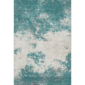 HomeRoots 9' X 12' Teal And Ivory Abstract Area Rug - Stylish, Stain-Resistant, UV Protected for Active Homes 680674