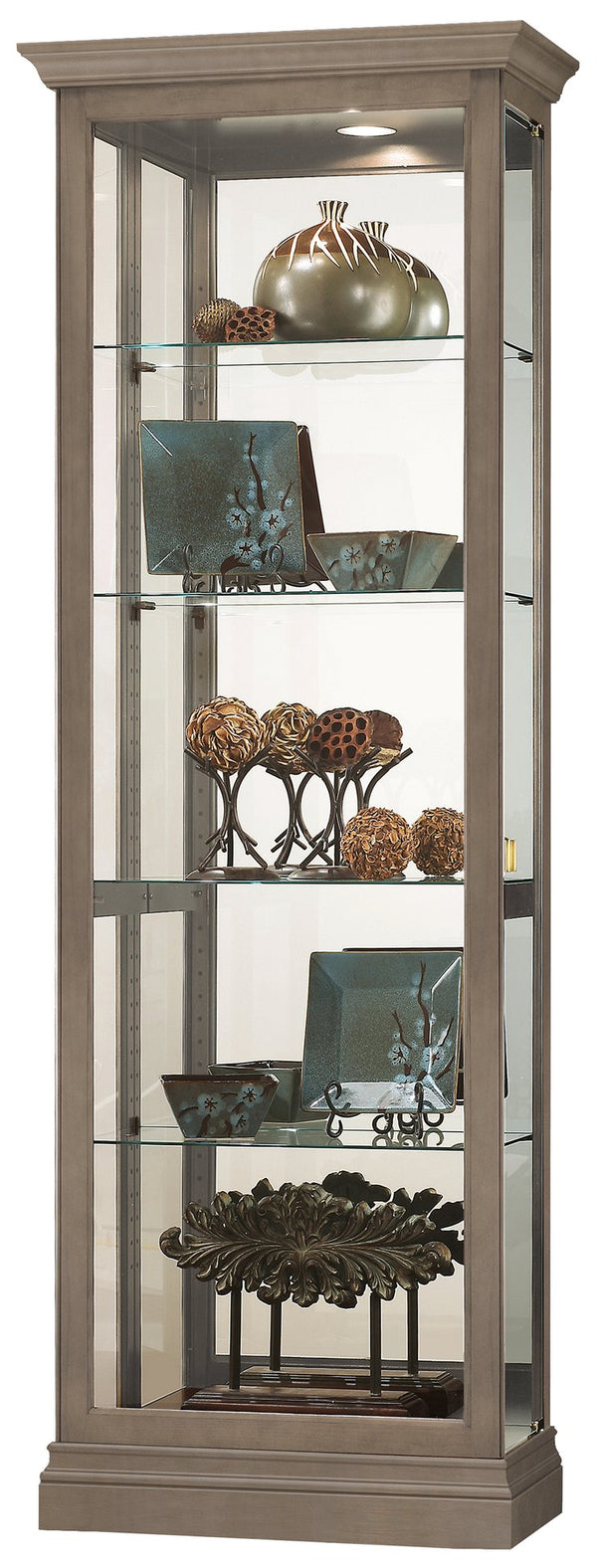 Hekman Furniture 680675 Elegant Lighted Curio Cabinet – Stunning Glass Display For Collectibles With Adjustable Features Aged Grey Brantley V Curio Cabinet 680675