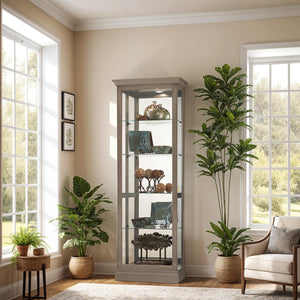 Hekman Furniture 680675 Elegant Lighted Curio Cabinet – Stunning Glass Display For Collectibles With Adjustable Features Aged Grey Brantley V Curio Cabinet 680675