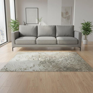 HomeRoots 5' X 8' Abstract Washable Area Rug in Taupe & Beige - Durable, UV Protected, Perfect for Pets! 680677