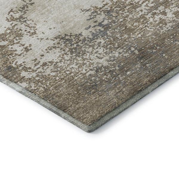HomeRoots 5' X 8' Abstract Washable Area Rug in Taupe & Beige - Durable, UV Protected, Perfect for Pets! 680677