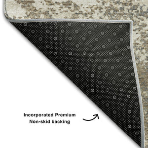 HomeRoots 8' X 10' Taupe & Beige Abstract Area Rug – Durable, Stain Resistant, UV Protected for Stylish Spaces 680679