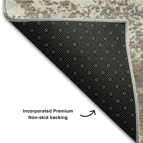 HomeRoots 8' X 10' Taupe & Beige Abstract Area Rug – Durable, Stain Resistant, UV Protected for Stylish Spaces 680679
