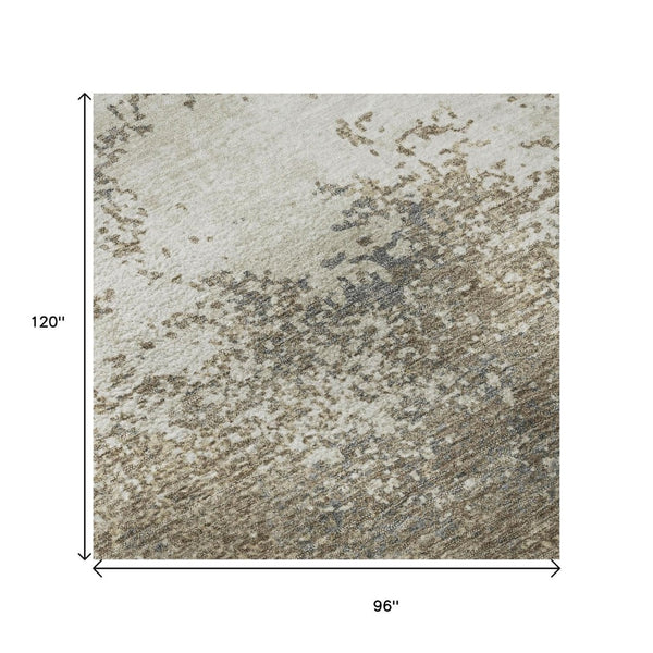 HomeRoots 8' X 10' Taupe & Beige Abstract Area Rug – Durable, Stain Resistant, UV Protected for Stylish Spaces 680679