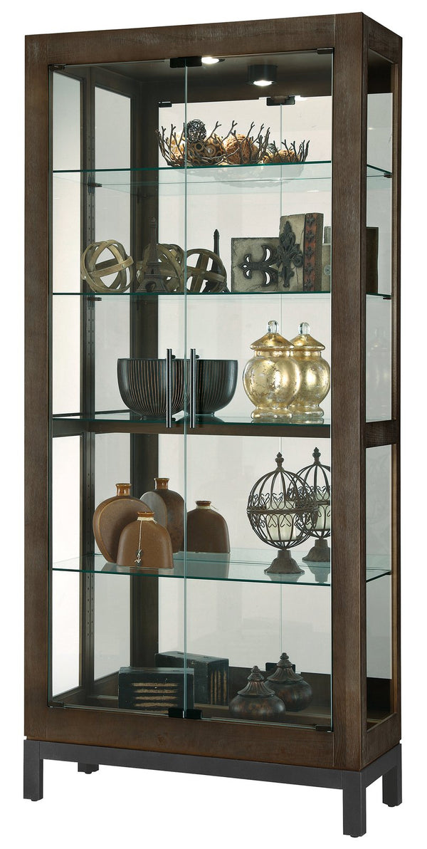 Hekman Furniture 680680 Quinn Iii Curio Cabinet - Lighted Display, Adjustable Shelves, Reclaimed Wood Look & Style Aged Java Quinn Iii Curio Cabinet 680680