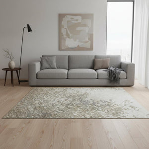HomeRoots 10' X 14' Washable Taupe & Beige Abstract Area Rug - UV Protected, Stain Resistant for Modern Living 680681