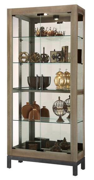 Hekman Furniture 680682 Quinn V Curio Cabinet - Elegant Lighted Display With Adjustable Shelves & Antique Design Features Aged Grey Quinn V Curio Cabinet 680682