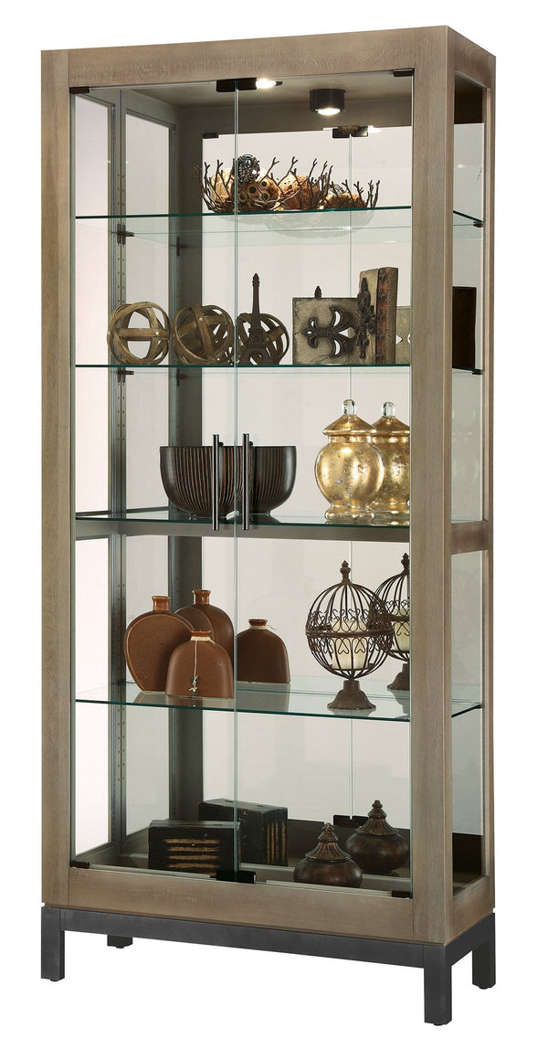 Hekman Furniture 680682 Quinn V Curio Cabinet - Elegant Lighted Display With Adjustable Shelves & Antique Design Features Aged Grey Quinn V Curio Cabinet 680682