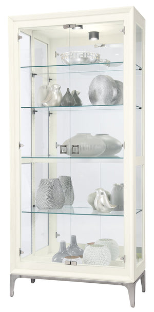 Hekman Furniture 680693 Sheena Ii Curio Cabinet - Elegant Glass Display With Adjustable Shelves & Mirrored Back Design Aged Linen Sheena Ii Curio Cabinet 680693