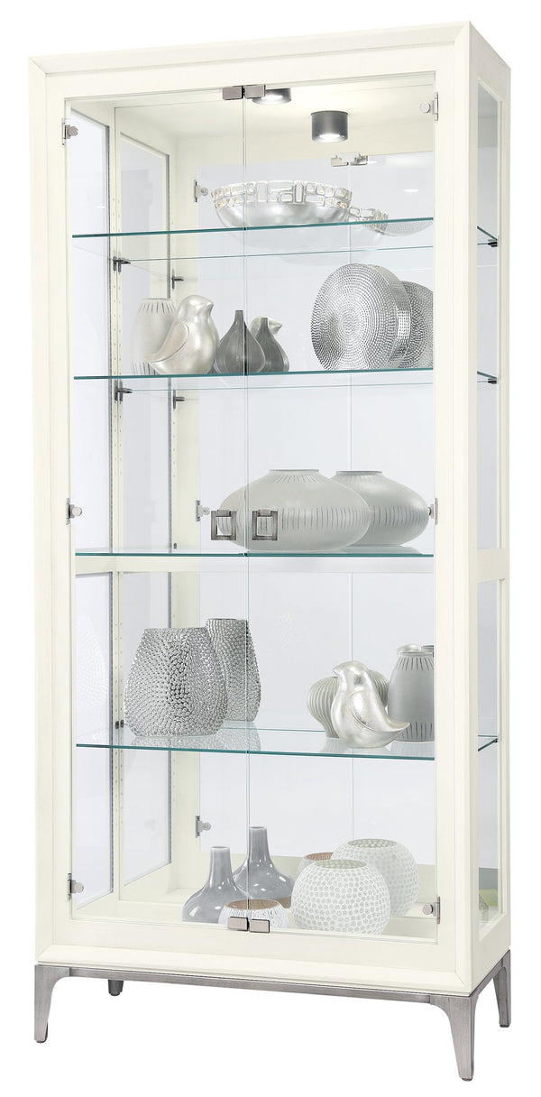 Hekman Furniture 680693 Sheena Ii Curio Cabinet - Elegant Glass Display With Adjustable Shelves & Mirrored Back Design Aged Linen Sheena Ii Curio Cabinet 680693