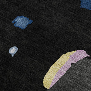 HomeRoots 10' X 14' Abstract Washable Area Rug in Black, Blue, Yellow & Pink - UV Protection & Stain Resistant! 680693