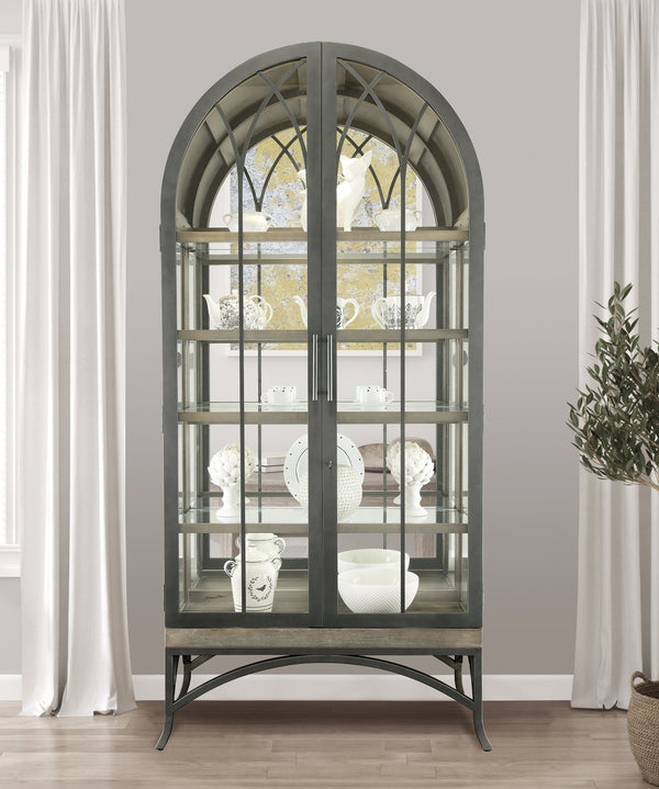 Hekman Furniture 680700 Ramona Curio Cabinet - Elegant Lighted Display Case With Adjustable Shelves & Vintage Charm Smoke Grey Ramona Curio 680700