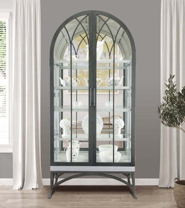 Hekman Furniture 680701 Ramona Ii Curio Cabinet - Elegant Lighted Display For Collectibles With Adjustable Shelves Burnished Silver Ramona Ii Curio 680701