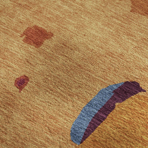 HomeRoots 5' X 8' Stunning Copper Blue & Orange Abstract Area Rug - Washable, UV Protected, Durable Design 680701