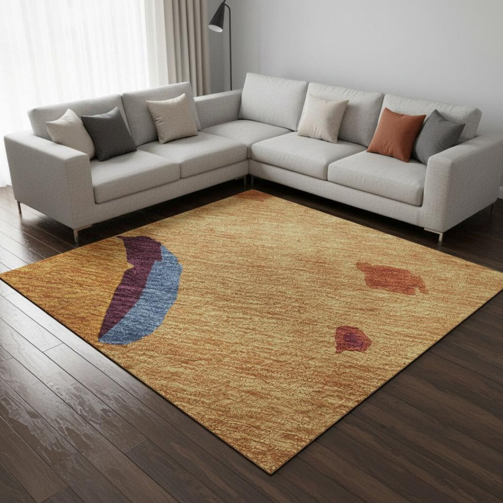 HomeRoots 8' X 10' Copper Blue & Orange Abstract Area Rug - Washable, UV Protected, Stylish & Durable Design 680703