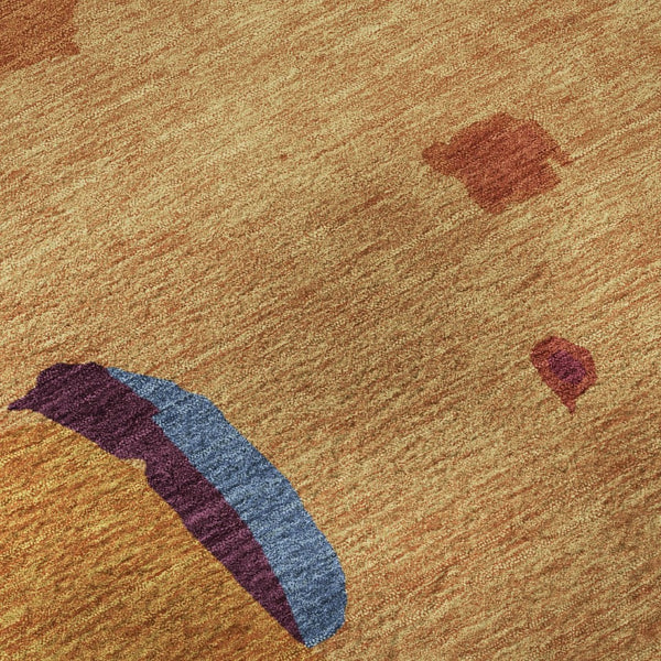 HomeRoots 9' X 12' Bold Copper, Blue & Orange Abstract Area Rug - Washable with UV Protection for Busy Homes 680704