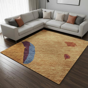 HomeRoots 9' X 12' Bold Copper, Blue & Orange Abstract Area Rug - Washable with UV Protection for Busy Homes 680704