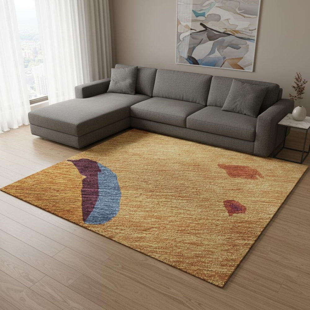 HomeRoots 10' Copper Blue & Orange Abstract Washable Area Rug - UV Protected, Stain-Resistant, Modern Design! 680705