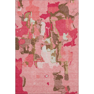HomeRoots 8' X 10' Coral Pink & Ivory Abstract Area Rug - Soft, Washable, UV-Protected, Kid & Pet-Friendly! 680709