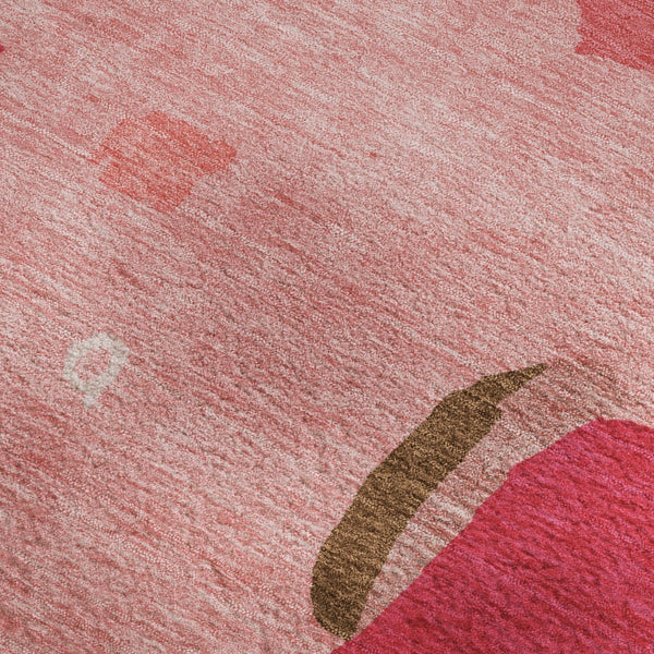HomeRoots 9' X 12' Coral Pink and Ivory Abstract Area Rug - Machine Washable, UV Protection, Easy Care! 680710