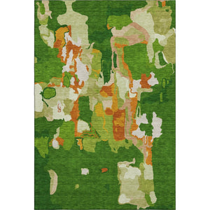 HomeRoots 5' X 8' Vibrant Green, Copper & Orange Abstract Washable Area Rug with UV Protection & Durability 680713