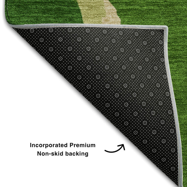 HomeRoots 5' X 8' Vibrant Green, Copper & Orange Abstract Washable Area Rug with UV Protection & Durability 680713