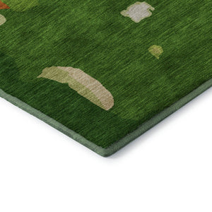 HomeRoots 5' X 8' Vibrant Green, Copper & Orange Abstract Washable Area Rug with UV Protection & Durability 680713