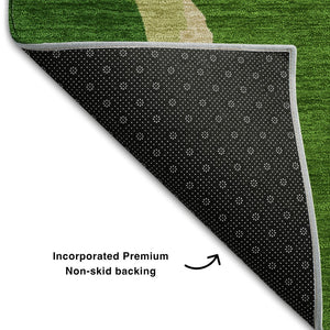 HomeRoots 8' X 10' Stylish Green, Copper & Orange Abstract Area Rug - Washable, UV Protected, Stain Resistant! 680715