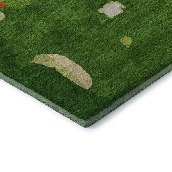 HomeRoots 8' X 10' Stylish Green, Copper & Orange Abstract Area Rug - Washable, UV Protected, Stain Resistant! 680715