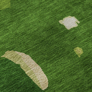 HomeRoots 8' X 10' Stylish Green, Copper & Orange Abstract Area Rug - Washable, UV Protected, Stain Resistant! 680715