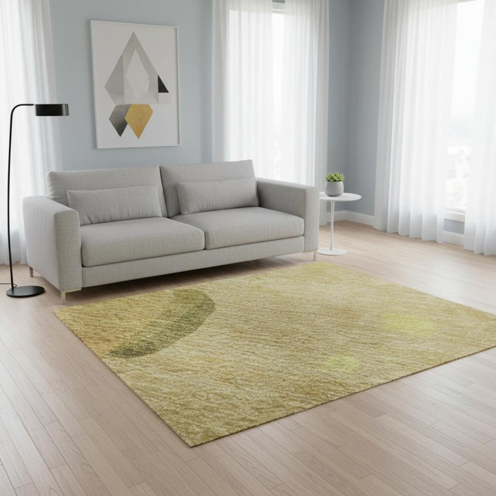 HomeRoots 5' X 8' Gold Brown Beige Abstract Washable Area Rug with UV Protection for Modern Homes & Families 680719