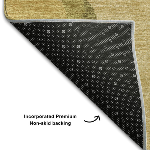 HomeRoots 8' X 10' Washable Abstract Area Rug in Gold, Brown & Beige - UV Protected, Stain Resistant Comfort 680721