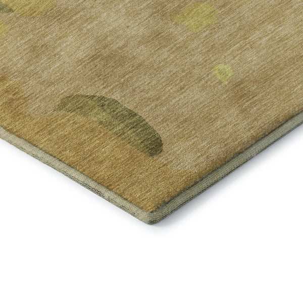 HomeRoots 8' X 10' Washable Abstract Area Rug in Gold, Brown & Beige - UV Protected, Stain Resistant Comfort 680721
