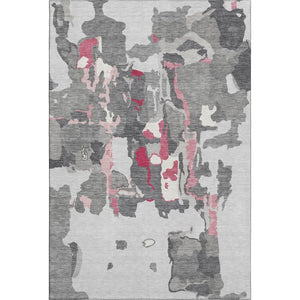 HomeRoots 10' X 14' Gray Pink Ivory Abstract Area Rug - Durable, Washable, UV-Protected for High-Traffic Spaces 680729