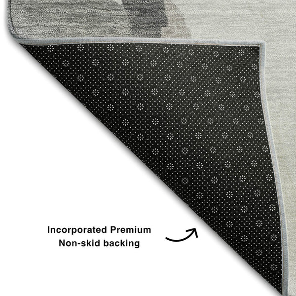 HomeRoots 10' X 14' Gray Pink Ivory Abstract Area Rug - Durable, Washable, UV-Protected for High-Traffic Spaces 680729