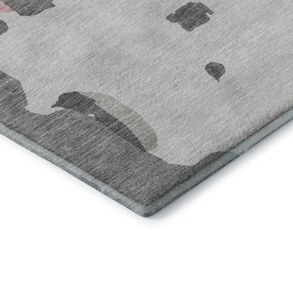 HomeRoots 10' X 14' Gray Pink Ivory Abstract Area Rug - Durable, Washable, UV-Protected for High-Traffic Spaces 680729