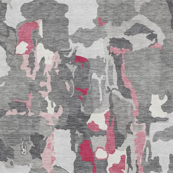 HomeRoots 10' X 14' Gray Pink Ivory Abstract Area Rug - Durable, Washable, UV-Protected for High-Traffic Spaces 680729