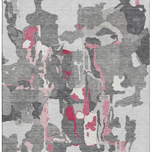 HomeRoots 10' X 14' Gray Pink Ivory Abstract Area Rug - Durable, Washable, UV-Protected for High-Traffic Spaces 680729
