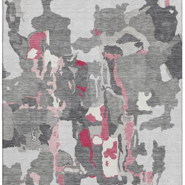 HomeRoots 10' X 14' Gray Pink Ivory Abstract Area Rug - Durable, Washable, UV-Protected for High-Traffic Spaces 680729